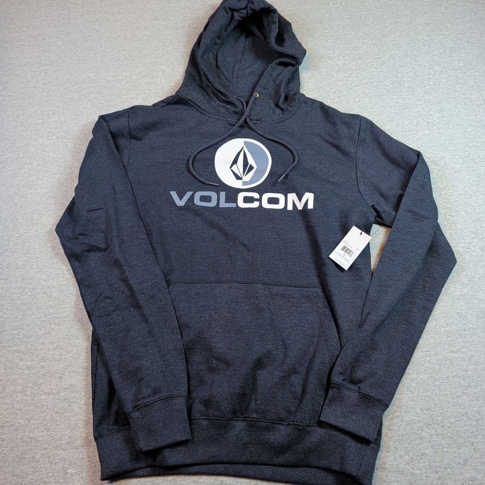 Volcom Mens Blaquedout PO Hoodie Navy Heather Logo Pullover A4102105
